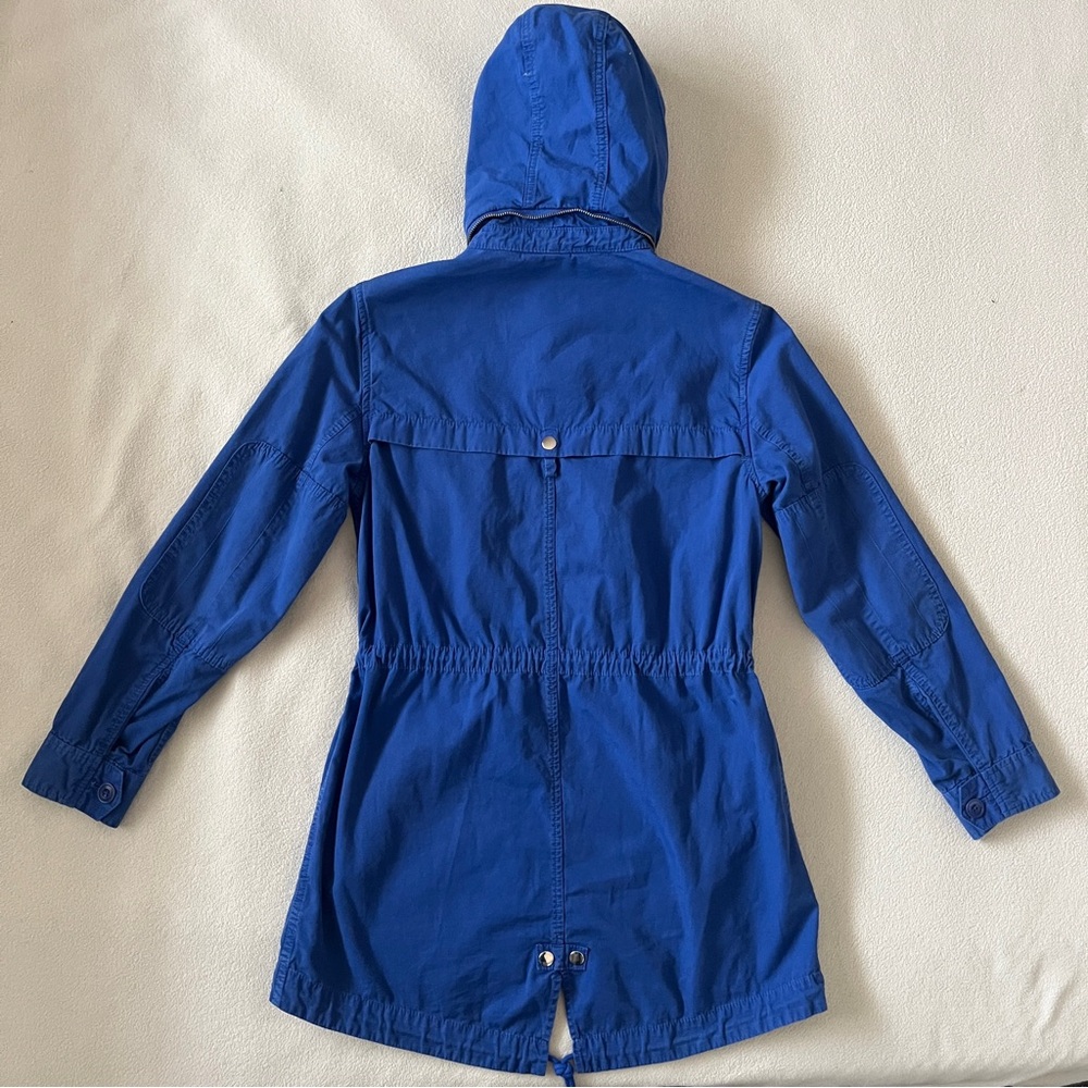 J Crew Women’s Blue Lagoon Fatigue Hooded Boyfriend Utility Jacket Cinch Waist - Picture 14 of 16